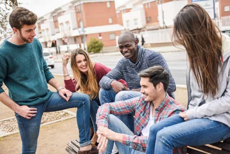 Young people laughing together